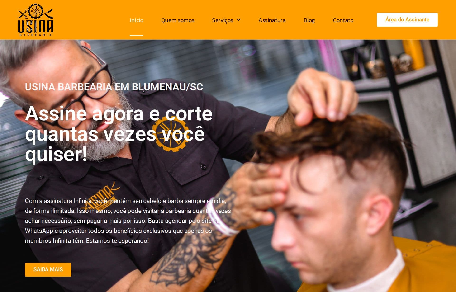 Site da Usina Barbearia, feito pelo Kortar